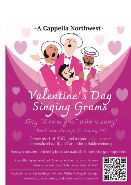 Say, "I love you" with a Singing Valentine!. Singing Valentines by A Cappella Northwest